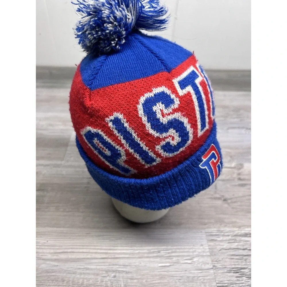 Detroit Pistons Knit Hat Pom Pom Beanie‎ Youth Winter Hat Spell Out
